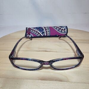 Vera Bradley Womens Eye Glass Frames With Sleeve Floral Print Multicolor